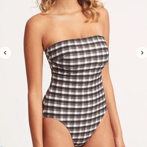 NWOT Anthropologie Seafolly Portofino DD Bandeau One Piece - 14